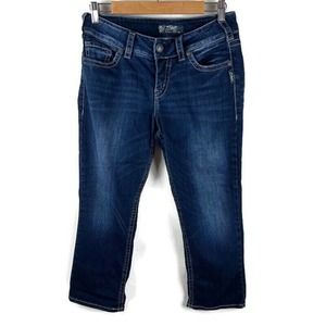 Silver Jeans Capris Waist 30 Length 22.5 Suki Mid Blue Denim Pants
